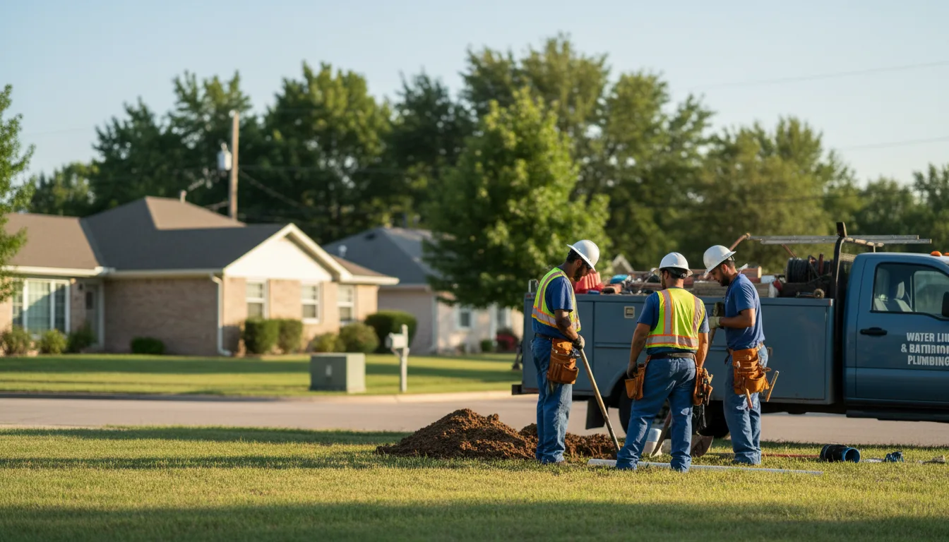 Residential water line and bathroom plumbing service in Oilton, OK